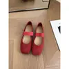 Zapatos planos estilo Mary Jane rojos para mujer, adecuados para primavera y otoño 2025, verano, para combinar con faldas, zapatos de noche estilo ballet