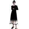2026 Novo Outono Vestido Suéter Feminino Justo Slim Longo Vintage Vestido de Maternidade
