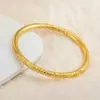 Pulsera Aro Dorado con Patrón Rizado de Herencia Antigua para Mujer Oro de Arena Vietnamita Círculo Liso Patrón de Bauhinia Pulsera Sólida Palacio