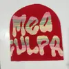 Gorro de Punto Jacquard de Lana Cálido de Invierno para Calle para Hombres y Mujeres, Gorro con Letras de Colores Degradados Hip-Hop Nuevo Transfronterizo