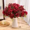 Flores Artificiales Ramo de 7 Púas Rosa de Otoño Ramo de Mesa para Boda Decoración de Sala de Estar Flores de Exhibición