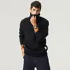 Otoño e Invierno Nuevo Tejido de Cuello Alto Grueso Pesado para Hombre Holgado Americano Retro Tejido Casual Ropa de Hombre