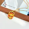 Tienda de Oro Mismo Estilo Dorado Antiguo Esmalte Carácter de Fortuna Dios de la Riqueza Colgante Nuevo Estilo Chino Estilo Nacional Colgante Dios de la Riqueza Cadena para Suéter