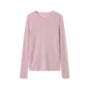 Blusa de Tricô Gola Redonda Sem Costura, 18 Gauge, 60 Fios, Lã Fina Yangzi, Lavável à Máquina