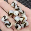 Diente de Tigre Blanco Marrón Cuentas Dzi Passepartout Jade Cuentas Sueltas Ágata Blanca Cuentas Cilíndricas Pulsera Collar Accesorios de Joyería Cuentas Hechas a Mano
