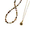 Collar Retro de Moda con Concha Maillard y Piedra Ojo de Tigre, Cadena para Clavícula Versátil de Lujo Ligero de Nicho de Gama Alta para Mujeres