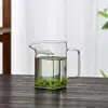 Taza de té de cristal resistente al calor, Tetera para té verde, Colador de té cuadrado en forma de media luna resistente al calor, Separador de té integrado, Taza de té
