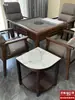 Mesa de té de mahjong en forma de abanico, estante de almacenamiento de madera maciza y losa de piedra para hotel, juego de té para sala de ajedrez y cartas, mesa de té anti-quemaduras para sala de té