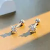 Brincos de Prata Estrela de Oito Pontas Tendência Cool para Mulheres Novo Fecho de Rosca Mini Brincos Prata Esterlina S925 Design de Nicho Alto Padrão