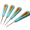 Lezna con Mango de Goma Azul, Herramienta Hecha a Mano para Reparación de Zapatos, Lezna de Gancho, Lezna para Agujeros Redondos, Lezna Empaquetada Individualmente
