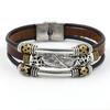 Artesanías conmemorativas de puntos escénicos turísticos, estilo étnico vintage, pulsera de cuero multicapa con goteo de plumas, accesorios personalizados modernos para hombre