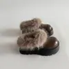 Sapatos Meio Copo, Sapatos Peludos de Bico Grosso com Sola Grossa, Forrados com Lã, Quentes, Botas de Neve de Aumento de Altura de Uma Perna, Novo Estilo de Inverno 2025