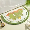 Tapete de Entrada Doméstico Absorvente Macio Imitação de Caxemira Desenho Animado Semideslizante para Banheiro Porta de Banheiro