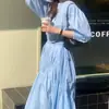Moda de alta gama para mujer de Dongdaemun, Corea, estilo principios de otoño, elegante y suave, cuello redondo, plisado, corte holgado, vestido con cinturón de corbata