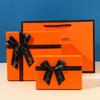 Caja de regalo naranja personalizada profesional, caja de embalaje para cosméticos, caja de regalo con cubierta de cielo y tierra con logotipo bronceado.