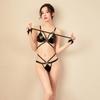 Linda Lingerie Sexy Nova Shibo Baowo Couro Laqueado Sexy Conjunto de Três Peças Levanta Seios Grandes 8311