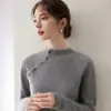 Cien Colores Terciopelo Francés Elegante Cuello Alto Solapa Diagonal Botones Base de Punto Otoño Invierno Alto Diseño Elegante Corte Delgado Ropa Interior