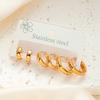 Aretes Estilo Coreano, Aretes de Acero Titanio de Alta Gama, Exquisitos Aretes Pequeños, Aretes de Acero Inoxidable Chapados en Oro, Aretes de Zircón que no se Desvanecen