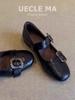 Zapatos Planos Franceses de Cabritilla para Mujer, Zapatos de Ballet para Viajar, Zapatos Elegantes para la Noche con Falda, Zapatos Mary Jane con Hebilla de Una Línea