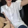 Chic Coreano 2026 Verano Nueva Camisa Blanca Bordada de Manga Corta con Ajour de Estilo Coreano de Botones Sencillos para Mujer