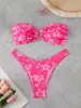 2027 Nuevo Bikini Bandeau de Estilo Europeo y Americano para Mujer, Color Sólido, Bikini Dividido, Accesorios Metálicos, Tacto de Alta Gama, Ropa de Baño para Vacaciones, Algodón