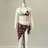 Traje de Baño de Dos Piezas Estampado Patchwork para Mujer 2026 Nuevo Modelo Comercio Exterior Sexy Espalda Descubierta Bikini de Tres Puntos