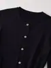Ropa de mujer de punto con rayas verticales, cinturón y bolsillos, estilo elegante para ir al trabajo, superventas de comercio exterior transfronterizo de Amazon 2026