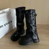 Botas de cavaleiro estilosas para mulheres, nova coleção outono/inverno 2026, botas longas da moda com solas grossas para aumento de altura e efeito emagrecedor, conversíveis em coturnos.