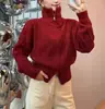 Chamarra de Punto con Cuello Alto y Doble Cremallera para Mujer 2025 Nuevo Otoño e Invierno Diseño Holgado Estilo Occidental Suéter de Punto de Manga Larga