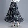 Saia plissada com estampa de rede da moda para mulheres, nova saia de cintura alta emagrecedora dupla face outono 2026, saia elegante com barra larga