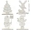 Decoraciones Navideñas Pintura Infantil Blanco Crudo DIY Tablero de Madera Inserto de Madera Papá Noel Adornos de Escritorio Venta al por Mayor