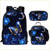 2024 Nova Temporada Escolar Borboleta Transfronteiriça Conjunto de Três Peças Mochila Escolar Bolsa de Lanche Estojo Mochila