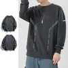 Sudadera de otoño e invierno para hombre, holgada y gruesa, sin capucha, cuello redondo, manga larga, talla grande, moderna y versátil