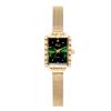 Reloj Goldie GEDI Elegante Retro Pequeño Verde Cuadrado Nicho Lujo Ligero Cadena de Malla Reloj de Pulsera Elegante con Pedrería Reloj para Mujer
