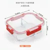 Tapa a presión Bol de Vidrio Resistente al Calor Lonchera Sellada Bento Caja de Picnic Caja Bento Apta para Microondas Contenedor de Almacenamiento Rectangular