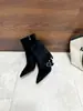 Botas de tornozelo de salto alto com bico fino em camurça versáteis, estilo europeu e americano