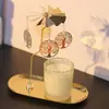 Fabricantes de fuentes, portavelas giratorio magnético pequeño ovalado de acero inoxidable, regalo de Navidad, aromaterapia, linterna romántica