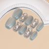 Unhas Vestíveis Artesanais Outono e Inverno Flores Champagne Olho de Gato Claro Largo Manicure Artesanal Pura Unhas Curtas Vestíveis