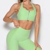 Top Esportivo de Yoga Transfronteiriço Europeu e Americano com Zíper Duplo para Mulheres, Halter Costas Nuas Torcido, Fitness ao Ar Livre, Corrida, Costas Bonitas