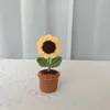 Flor de Crochet Simulada en Maceta Pequeña Decoración de Flores Regalo Creativo Adorno Adorno Pequeño Lindo