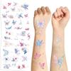 Nova série de desenhos animados de borboletas coloridas com glitter rosa tatuagem à prova d'água festa presente engraçado adesivos de rosto divertidos