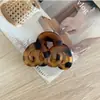 Pinza para el pelo de acrílico esmerilado con estampado de leopardo pequeño color ámbar, transfronteriza, básica, versátil, para coleta media, para la parte posterior de la cabeza