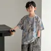 Camiseta de Manga Curta para Meninos Verão 2026 Novo Estilo para Crianças Maiores, Camiseta Top Tendência de Meia Manga para Meninos