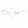 Nuevas Gafas de Sol Pequeñas de Metal Estilo Ojo de Gato para Mujer, Estilo Retro Europeo y Americano, Adornadas con Pedrería, Gafas de Sol de Moda Callejera, Gafas Planas Hip-Hop