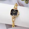 Reloj de Pulsera Estilo Pulsera de Gama Alta de Nicho Lujo Ligero Creativo Cuadrado Vidrio Multifacético Correa de Cadena Reloj para Mujer Reloj Femenino