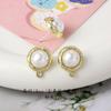 Estilo Coreano Nuevos Pendientes de Perla Blanca Versátiles Pendientes de Diamante de Aleación Accesorios de Joyería Hechos a Mano diy Colgante para Cinturón de Mujer