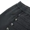 Pantalones de chándal casual rectos para hombre, estilo retro americano desgastado, vibra moderna, diseño de doble fila de botones, pantalones largos holgados únicos
