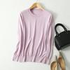 Suéter de Mistura de Caxemira de Seda para Mulheres Clássico Cor Doce Mulberry Silk Base Shirt Manga Longa Gola Redonda Top
