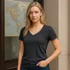 Primavera y Verano 2025 Aliexpress Amazon Ebay Talla Grande Cuello en V Profundo Manga Corta Mujer Holgado Casual Top Camisa Base