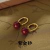 Pendientes de plata de ley S925 con hebilla de cinabrio natural para mujer, estilo retro, nacional, combinables, elegantes, rojos, para año festivo.